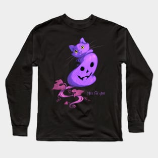 Mili Fay’s Halloween Pumpkin Cat — Purple Long Sleeve T-Shirt